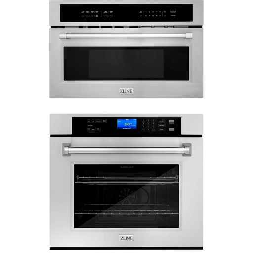 ZLINE Appliance Package - 30 in. Built-in Convection Microwave Oven, 30 in. Single Wall Oven in Stainless Steel, 2KP-MW30-AWS30