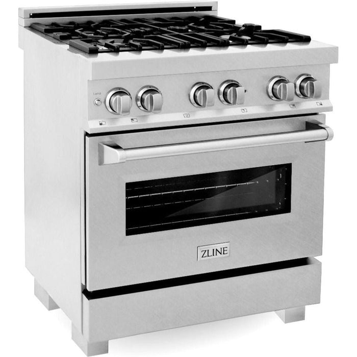 ZLINE Appliance Package - 30 In. Dual Fuel Range and Over the Range Microwave in DuraSnow® Stainless Steel, 2KP-RASOTRH30