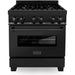 ZLINE Appliance Package - 30 in. Dual Fuel Range, Microwave, Refrigerator in Black Stainless, 3KPR-RABOTRH30