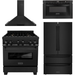 ZLINE Appliance Package - 30 in. Dual Fuel Range, Range Hood, Microwave Drawer, Refrigerator in Black Stainless, 4KPR-RABRH30-MW