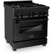 ZLINE Appliance Package - 30 In. Dual Fuel Range, Range Hood, Microwave Oven in Black Stainless Steel, 3KP-RABRHMWO-30