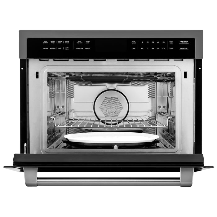 ZLINE Appliance Package - 30 In. Dual Fuel Range, Range Hood, Microwave Oven in Black Stainless Steel, 3KP-RABRHMWO-30