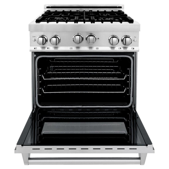 ZLINE Appliance Package - 30 In. Gas Range and Over-The-Range Microwave in Stainless Steel, 2KP-RGOTRH30