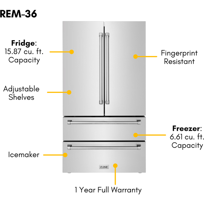 ZLINE Appliance Package - 30 in. Gas Range, Microwave, 3 Rack Dishwasher, Refrigerator, 4KPR-RGOTRH30-DWV