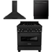 ZLINE Appliance Package - 30 In. Gas Range, Range Hood, Dishwasher in Black Stainless Steel, 3KP-RGBRH30-DWV