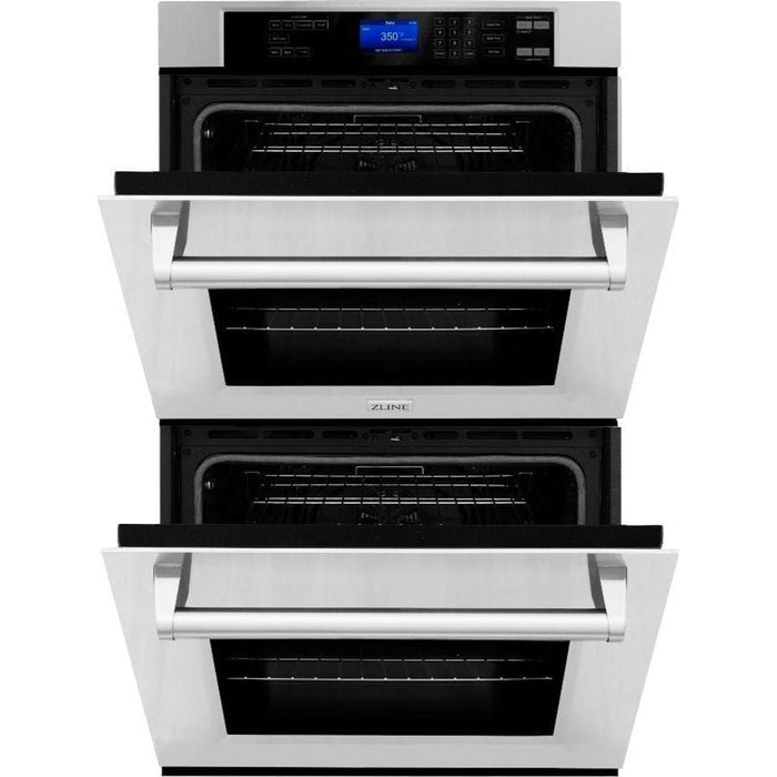 ZLINE Appliance Package - 30 in. Professional Double Wall Oven, 30 in. Rangetop, Over The Range Convection Microwave With Traditional Handle In Stainless Steel, 3KP-RTOTRH30-AWD