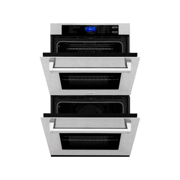 ZLINE Appliance Package - 30 in. Professional Double Wall Oven, 30 in. Rangetop, Range Hood In DuraSnow® Stainless Steel, 3KP-RTSRH30-AWD