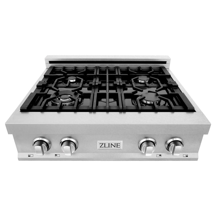 ZLINE Appliance Package - 30 in. Professional Double Wall Oven, 30 in. Rangetop, Range Hood In DuraSnow® Stainless Steel, 3KP-RTSRH30-AWD