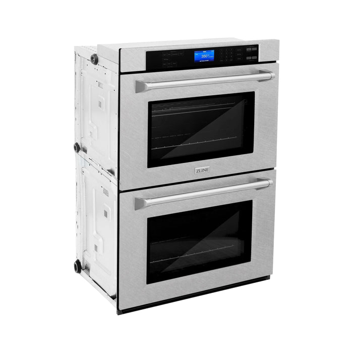 ZLINE Appliance Package - 30 in. Professional Double Wall Oven, 36 in. Rangetop, Over The Range Convection Microwave In DuraSnow® Stainless Steel, 3KP-RTSOTR30-AWD