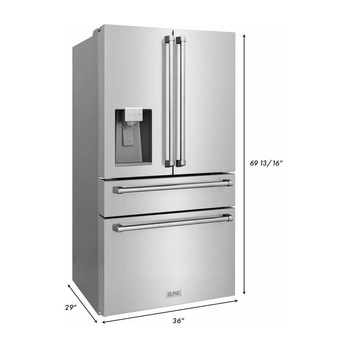 ZLINE Appliance Package - 30 In. Rangetop, Refrigerator with Water and Ice Dispenser, Microwave and Wall Oven in Stainless Steel, 4KPRW-RT30-MWAWS