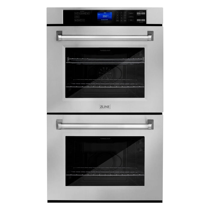 ZLINE Appliance Package - 30" Professional Double Wall Oven, 30" Rangetop, Range Hood In Stainless Steel, 3KP-RTRH30-AWD