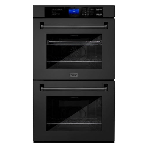 ZLINE Appliance Package - 30" Professional Double Wall Oven, 36" Rangetop, Range Hood In Black Stainless Steel, 3KP-RTBRH36-AWD