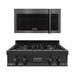 ZLINE Appliance Package - 30" Rangetop, Over The Range Convection Microwave With Traditional Handle In Black Stainless Steel, 2KP-RTBOTRH30