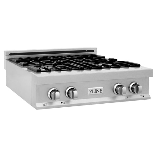 ZLINE Appliance Package - 30" Rangetop With 4 Gas Burners, Range Hood in DuraSnow® Stainless Steel, 2KP-RTSRH30