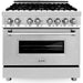 ZLINE Appliance Package - 36 in. Dual Fuel Range, Range Hood, 3 Rack Dishwasher, Refrigerator, 4KPR-RARH36-DWV