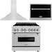 ZLINE Appliance Package - 36 In. Dual Fuel Range, Range Hood, Microwave Oven in Stainless Steel, 3KP-RARHMWO-36