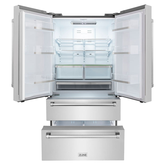 ZLINE Appliance Package - 48 in. Dual Fuel Range, Range Hood, 3 Rack Dishwasher, Refrigerator, 4KPR-RARH48-DWV