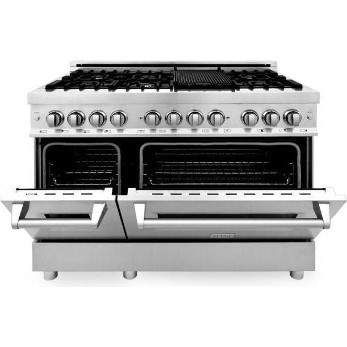 ZLINE Appliance Package - 48 in. Dual Fuel Range, Range Hood, Microwave Drawer, 3 Rack Dishwasher, Refrigerator, 5KPR-RARH48-MWDWV