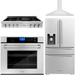 ZLINE Appliance Package - 48 In. Rangetop, Range Hood, Refrigerator with Water and Ice Dispenser and Wall Oven in Stainless Steel, 4KPRW-RTRH48-AWS