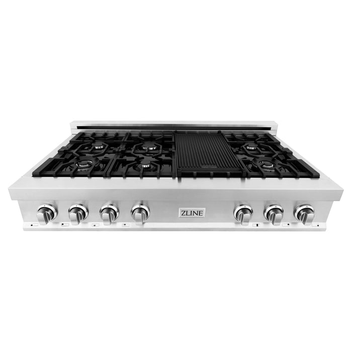 ZLINE Appliance Package - 48" Rangetop With 4 Gas Burners, Range Hood In Stainless Steel, 2KP-RTRH48