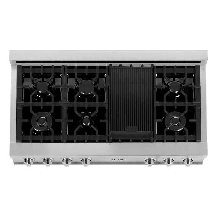 ZLINE Appliance Package - 48" Rangetop With 4 Gas Burners, Range Hood In Stainless Steel, 2KP-RTRH48