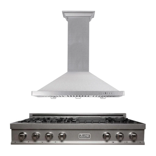 ZLINE Appliance Package - 48" Rangetop With 7 Gas Burners, Range Hood in DuraSnow® Stainless Steel, 2KP-RTSRH48