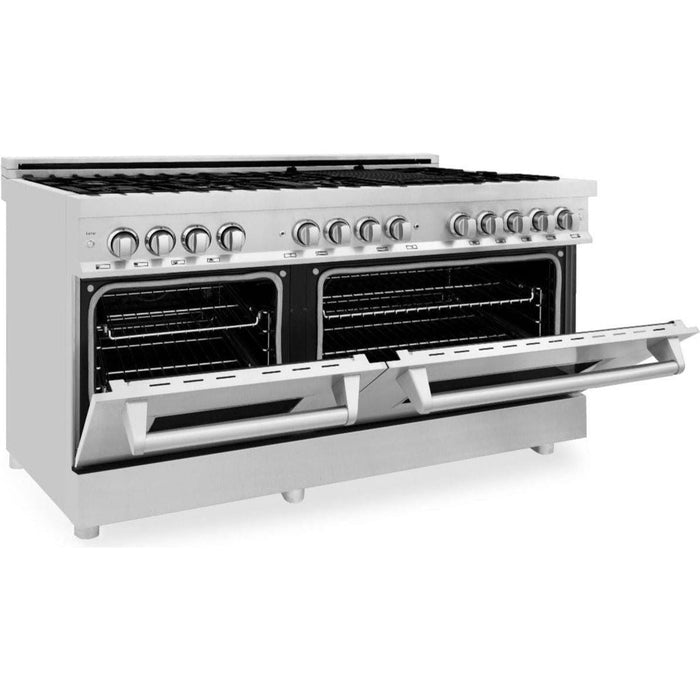 ZLINE Appliance Package - 60 In. Dual Fuel Range, Microwave Oven, Range Hood in Stainless Steel, 3KP-RARHMWO-60