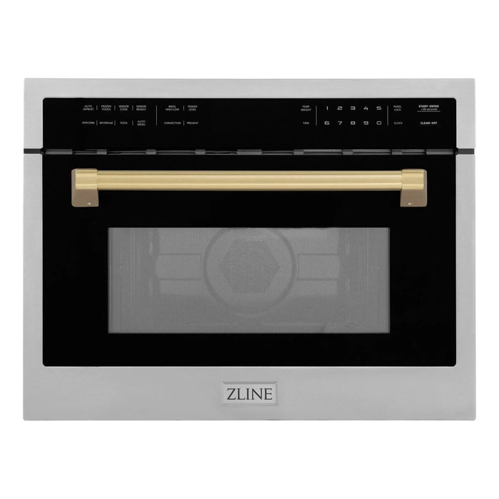 ZLINE Autograph 24" Built-in Convection Microwave Oven in Stainless Steel and Champagne Bronze Accents, MWOZ-24-CB