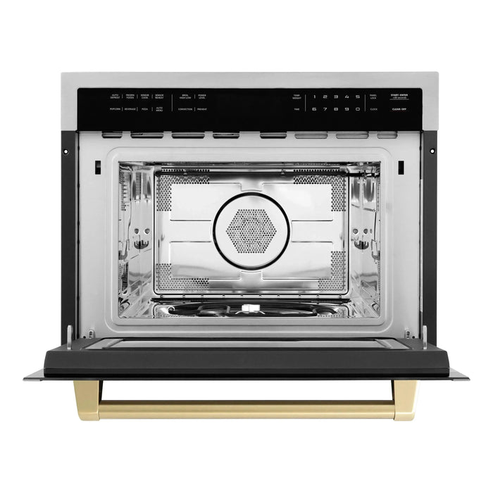 ZLINE Autograph 24" Built-in Convection Microwave Oven in Stainless Steel and Champagne Bronze Accents, MWOZ-24-CB