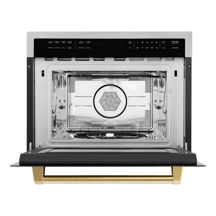 ZLINE Autograph 24" Built-in Convection Microwave Oven in Stainless Steel and Gold Accents, MWOZ-24-G