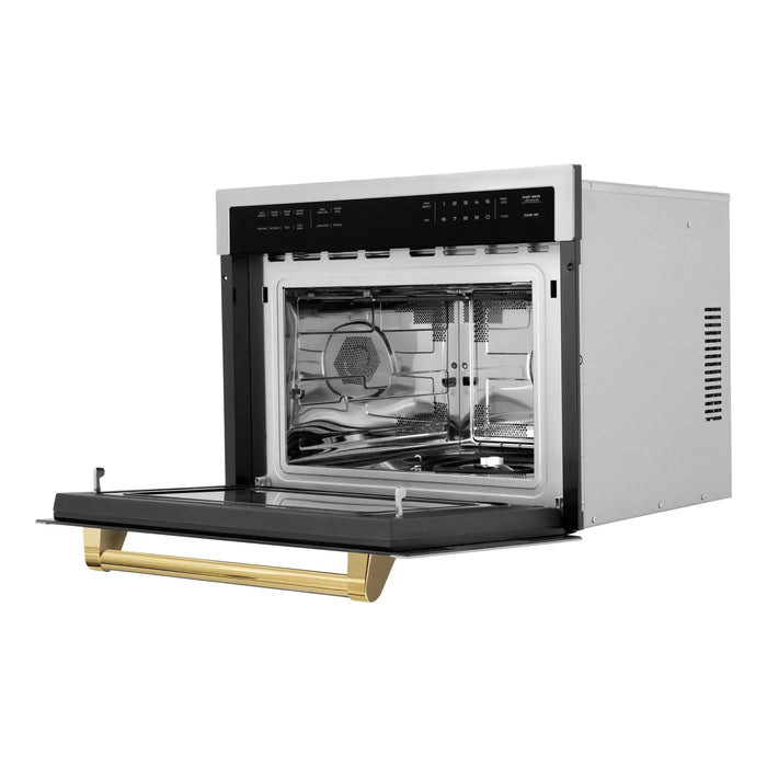 ZLINE Autograph 24" Built-in Convection Microwave Oven in Stainless Steel and Gold Accents, MWOZ-24-G