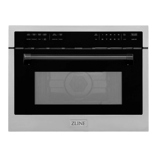 ZLINE Autograph 24" Built-in Convection Microwave Oven in Stainless Steel and Matte Black Accents, MWOZ-24-MB