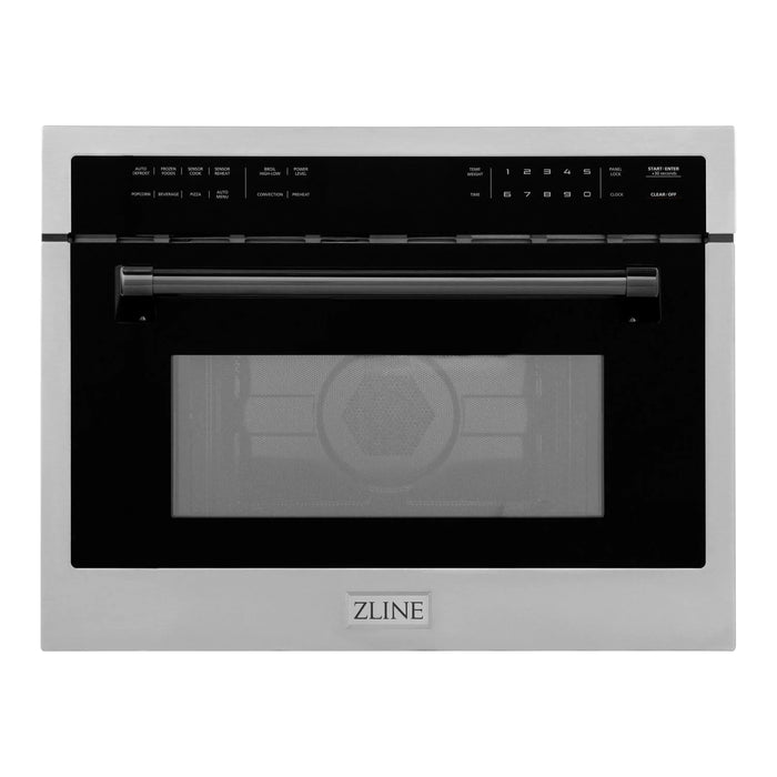 ZLINE Autograph 24" Built-in Convection Microwave Oven in Stainless Steel and Matte Black Accents, MWOZ-24-MB