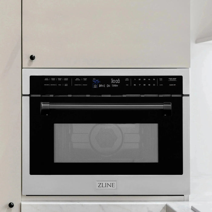 ZLINE Autograph 24" Built-in Convection Microwave Oven in Stainless Steel and Matte Black Accents, MWOZ-24-MB