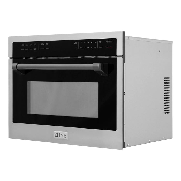 ZLINE Autograph 24" Built-in Convection Microwave Oven in Stainless Steel and Matte Black Accents, MWOZ-24-MB