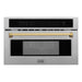 ZLINE Autograph 30" Built-in Convection Microwave Oven in DuraSnow® Stainless Steel with Gold Accents, MWOZ-30-SS-G