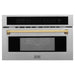 ZLINE Autograph 30" Built-in Convection Microwave Oven in DuraSnow® Stainless Steel with Gold Accents, MWOZ-30-SS-G