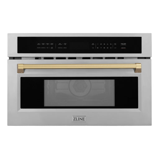 ZLINE Autograph 30" Built-in Convection Microwave Oven in Stainless Steel with Champagne Bronze Accents, MWOZ-30-CB