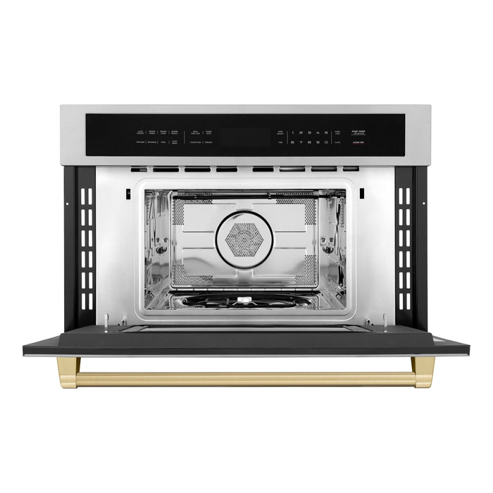 ZLINE Autograph 30" Built-in Convection Microwave Oven in Stainless Steel with Champagne Bronze Accents, MWOZ-30-CB