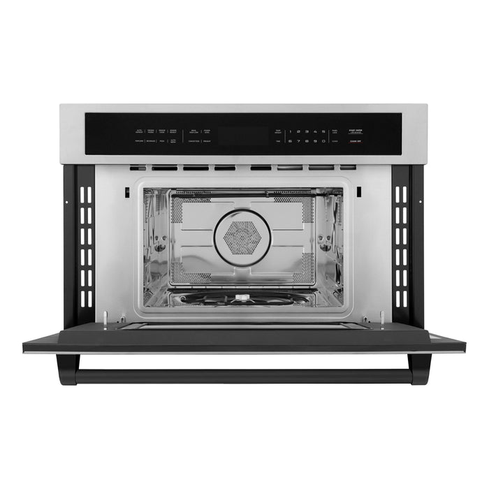 ZLINE Autograph 30" Built-in Convection Microwave Oven in Stainless Steel with Matte Black Accents, MWOZ-30-MB