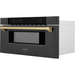 ZLINE Autograph 30 In. 1.2 cu. ft. Built-In Microwave Drawer In Black Stainless Steel with Champagne Bronze Accents, MWDZ-30-BS-CB