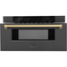 ZLINE Autograph 30 In. 1.2 cu. ft. Built-In Microwave Drawer In Black Stainless Steel with Champagne Bronze Accents, MWDZ-30-BS-CB