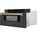 ZLINE Autograph 30 In. 1.2 cu. ft. Built-In Microwave Drawer In Black Stainless Steel with Champagne Bronze Accents, MWDZ-30-BS-CB