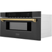 ZLINE Autograph 30 In. 1.2 cu. ft. Built-In Microwave Drawer In Black Stainless Steel with Gold Accents, MWDZ-30-BS-G