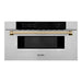 ZLINE Autograph 30 In. 1.2 cu. ft. Built-In Microwave Drawer In Stainless Steel With Champagne Bronze Accents, MWDZ-30-CB