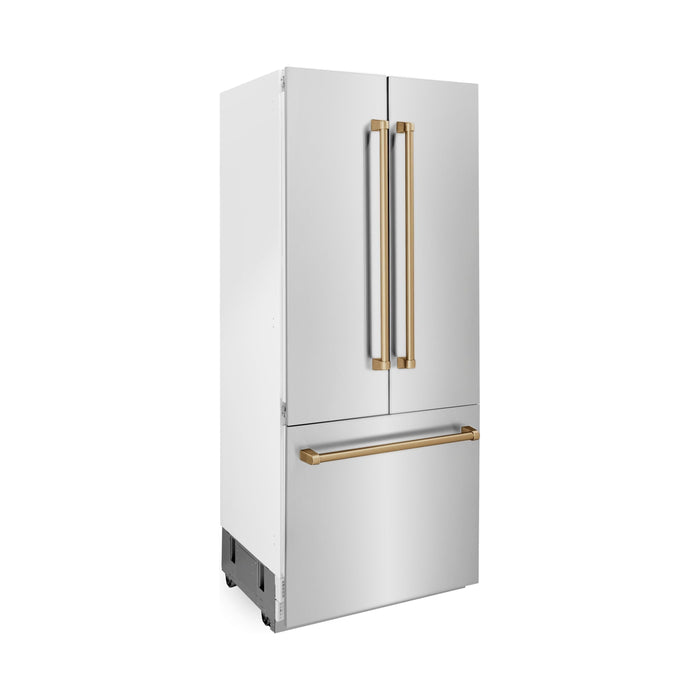 ZLINE Autograph 36 In. 19.6 cu. ft. Built-In Refrigerator with Water and Ice Dispenser with Bronze Accents, RBIVZ-304-36-CB