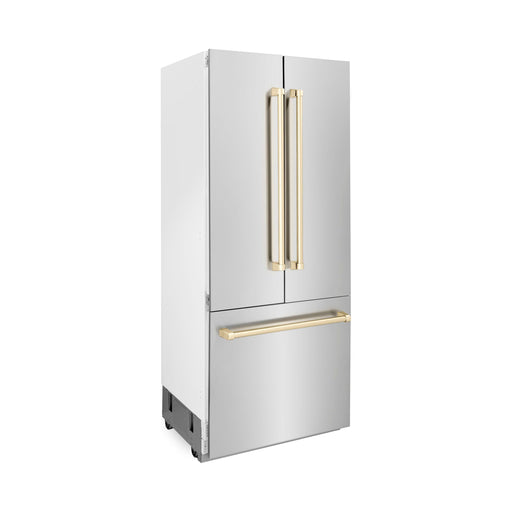 ZLINE Autograph 36 In. 19.6 cu. ft. Built-In Refrigerator with Water and Ice Dispenser with Gold Accents, RBIVZ-304-36-G