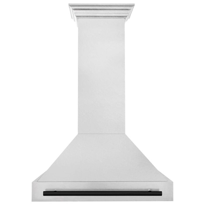 ZLINE Autograph 36 Inch DuraSnow Stainless Steel Range Hood with Matte Black Handle 8654SNZ-36-MB