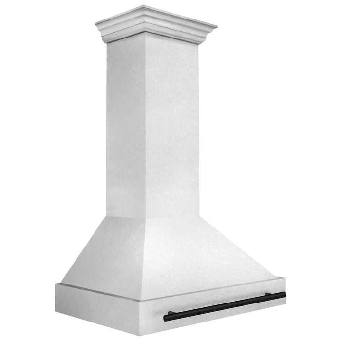 ZLINE Autograph 36 Inch DuraSnow Stainless Steel Range Hood with Matte Black Handle 8654SNZ-36-MB