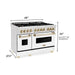 ZLINE Autograph 48 in. 6.0 cu. ft. Range with Gas Stove and Electric Oven In DuraSnow with White Matte Door and Gold Accents RASZ-WM-48-G